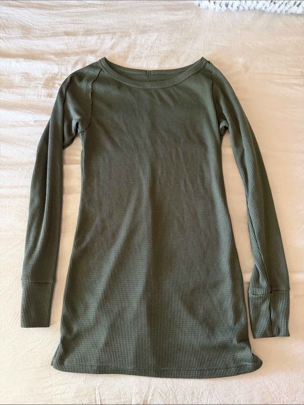 HALARA Olive Green Long Sleeve Waffle Knit Top
